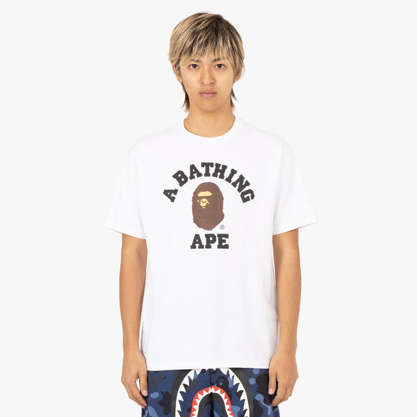 BAPE College T shirt White Livestock