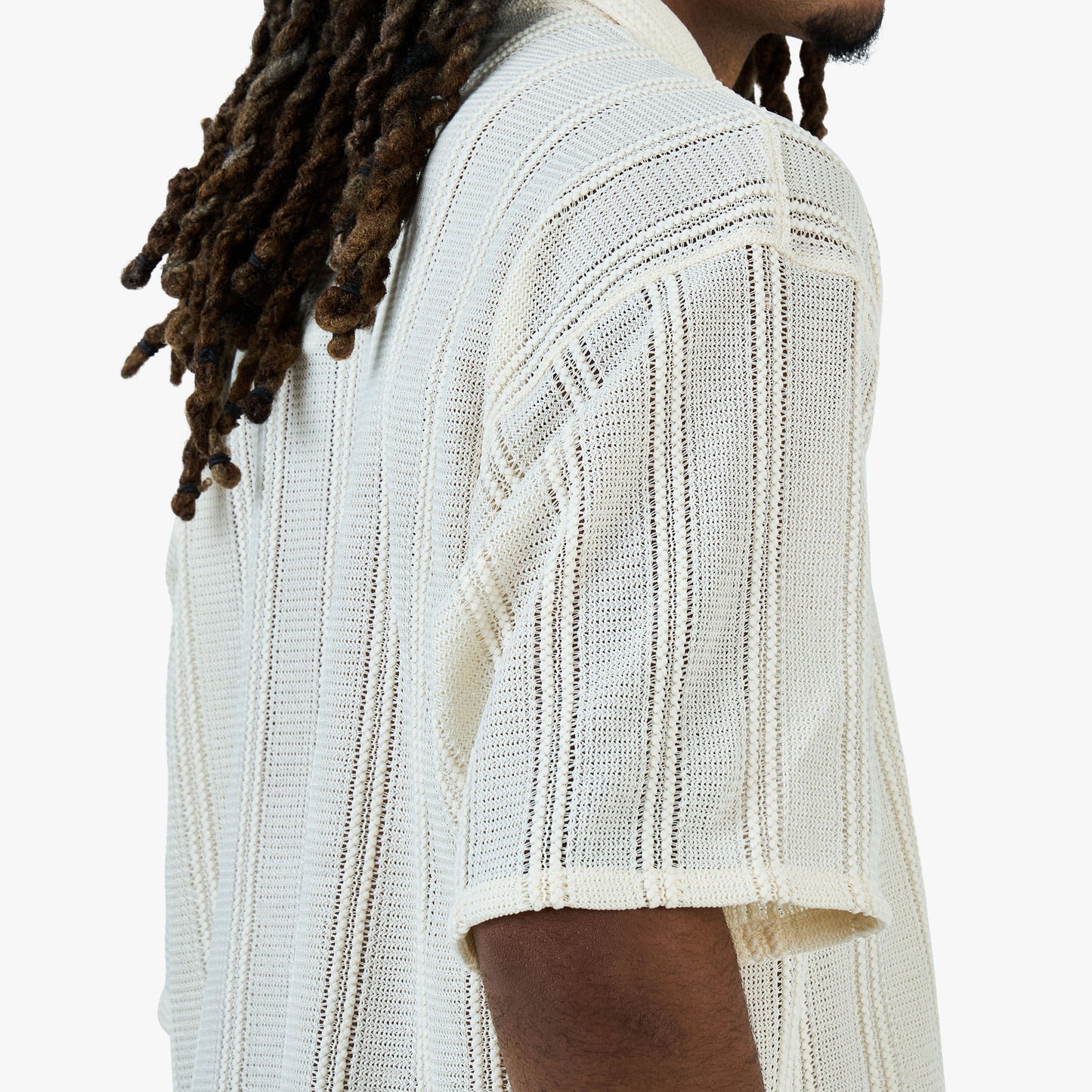 BEAMS Mesh Open Collar Shirt / Off White
