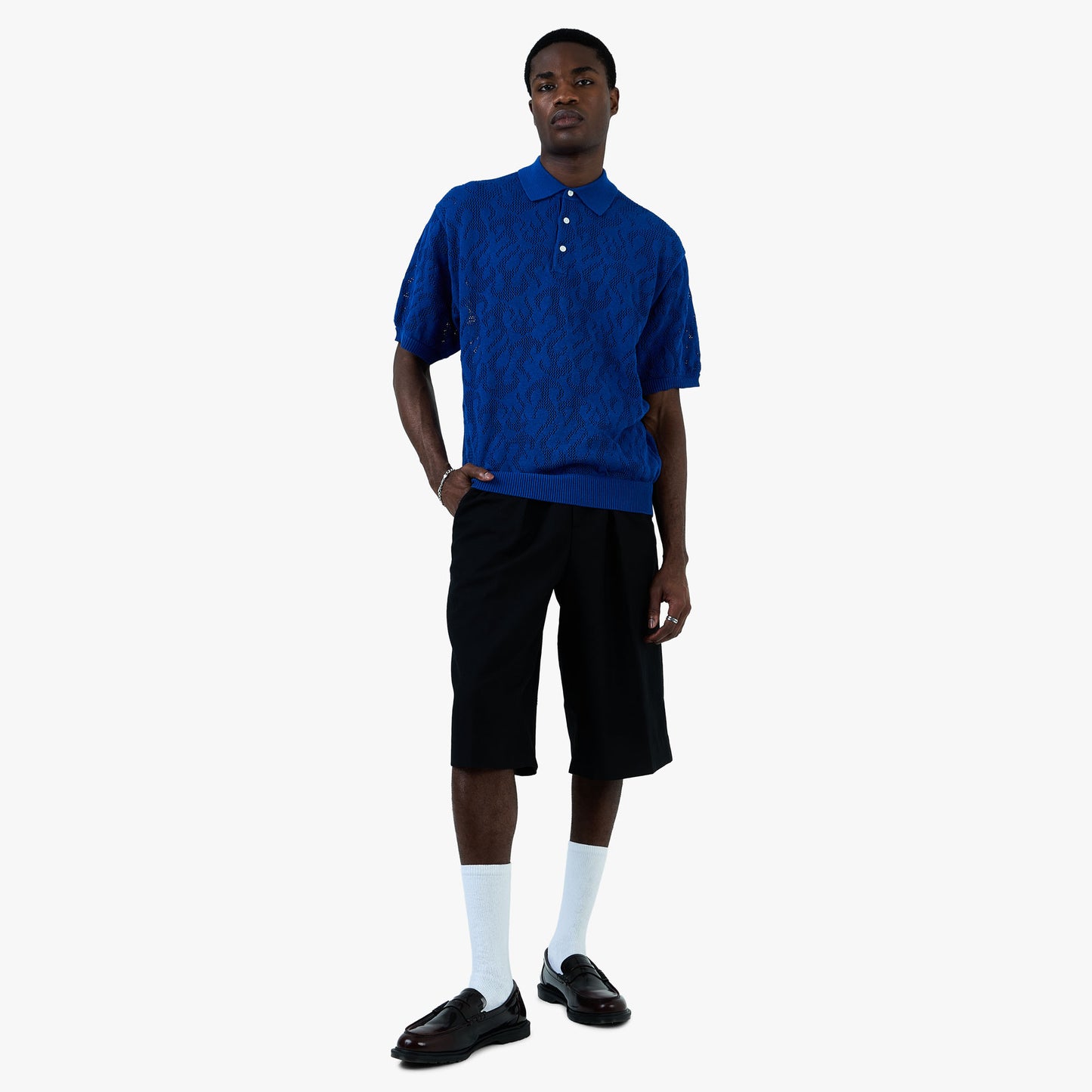 Polo en maille BEAMS calibre 12 / Bleu roi