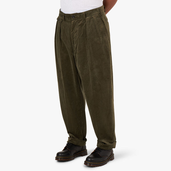 BEAMS PLUS 2Pleats Corduroy Pants / Dark Green – Livestock