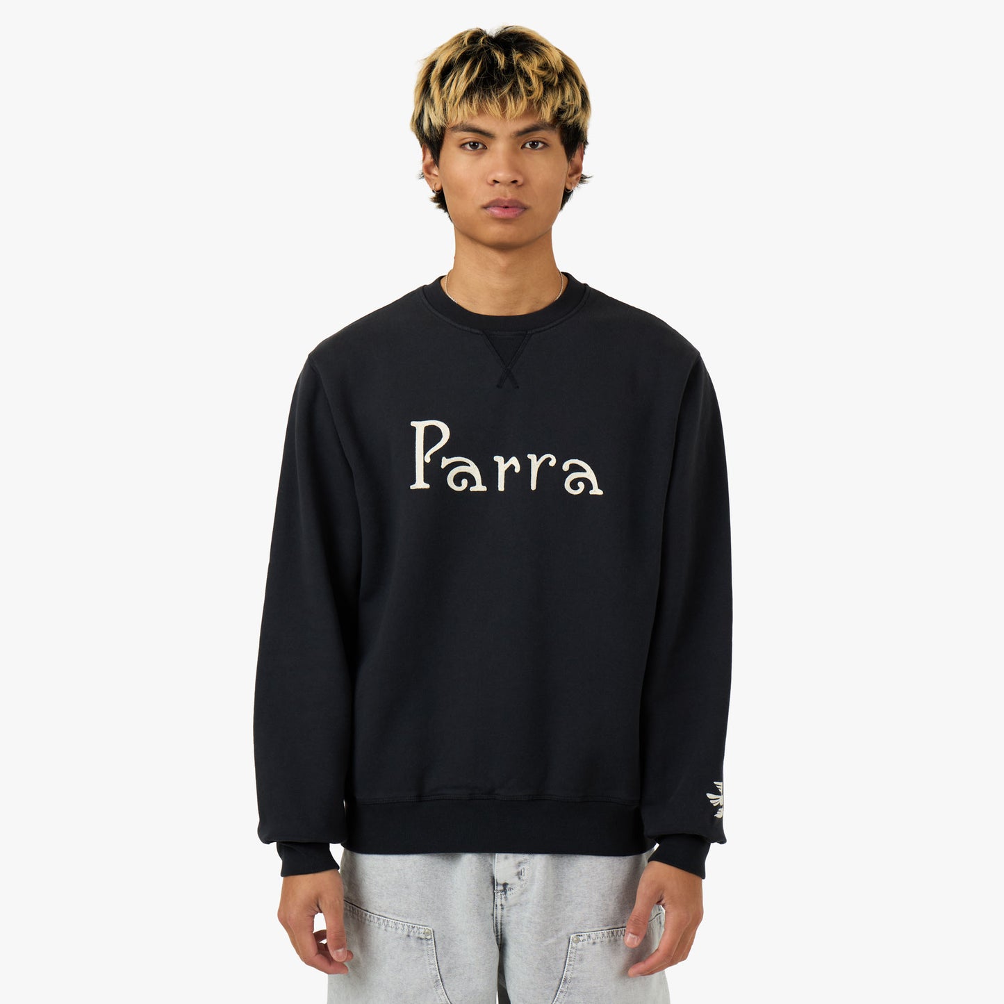 by Parra Weird Trad Logo Chandail à capuchon Bleu Marine Foncé