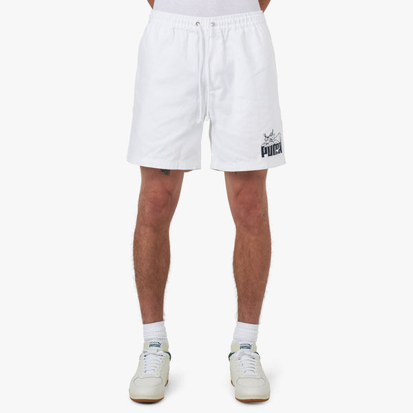 Puma Brand Love All Over Print White Shorts Men's size Large
