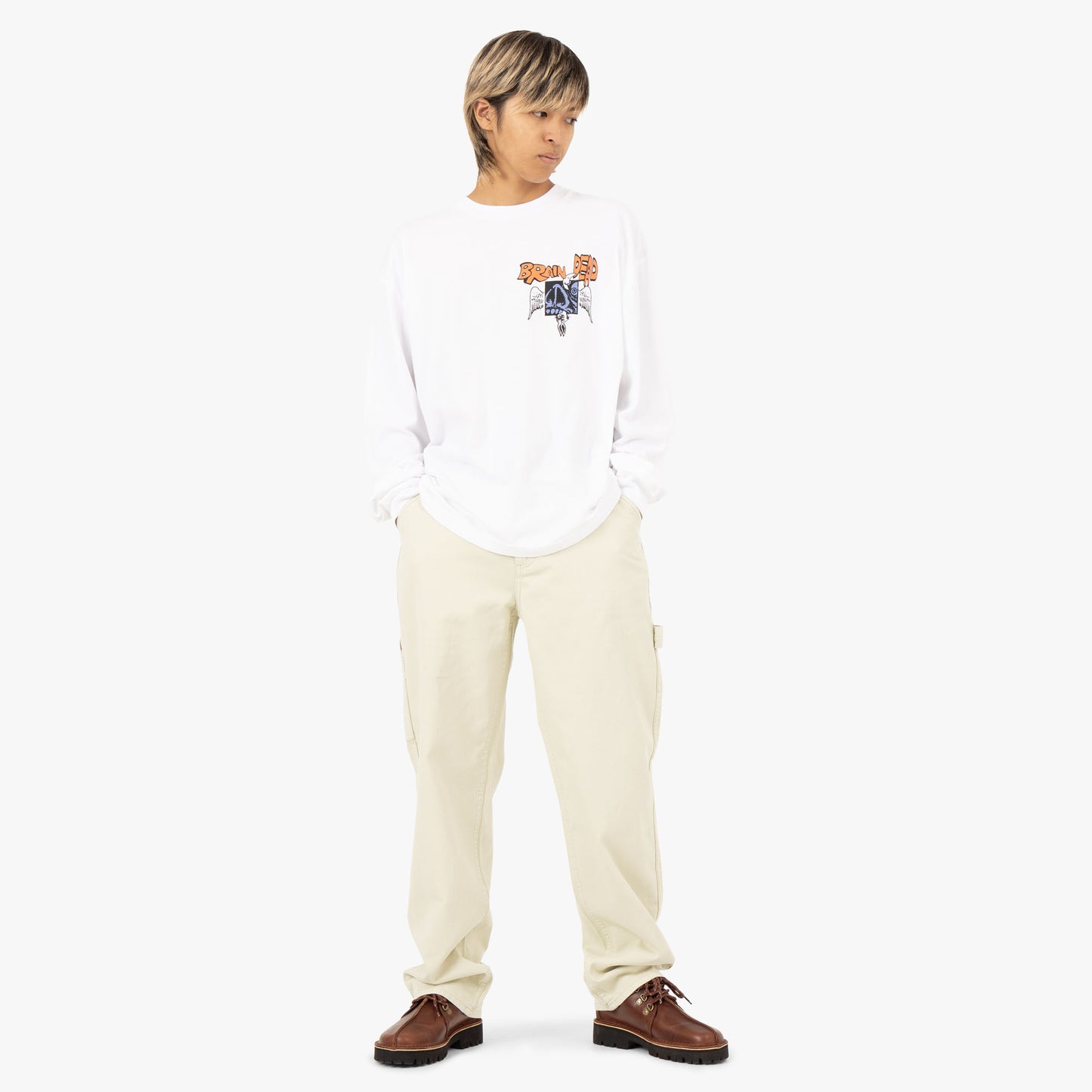 Brain Dead Cosmic Debris L/S Shirt / Blanc