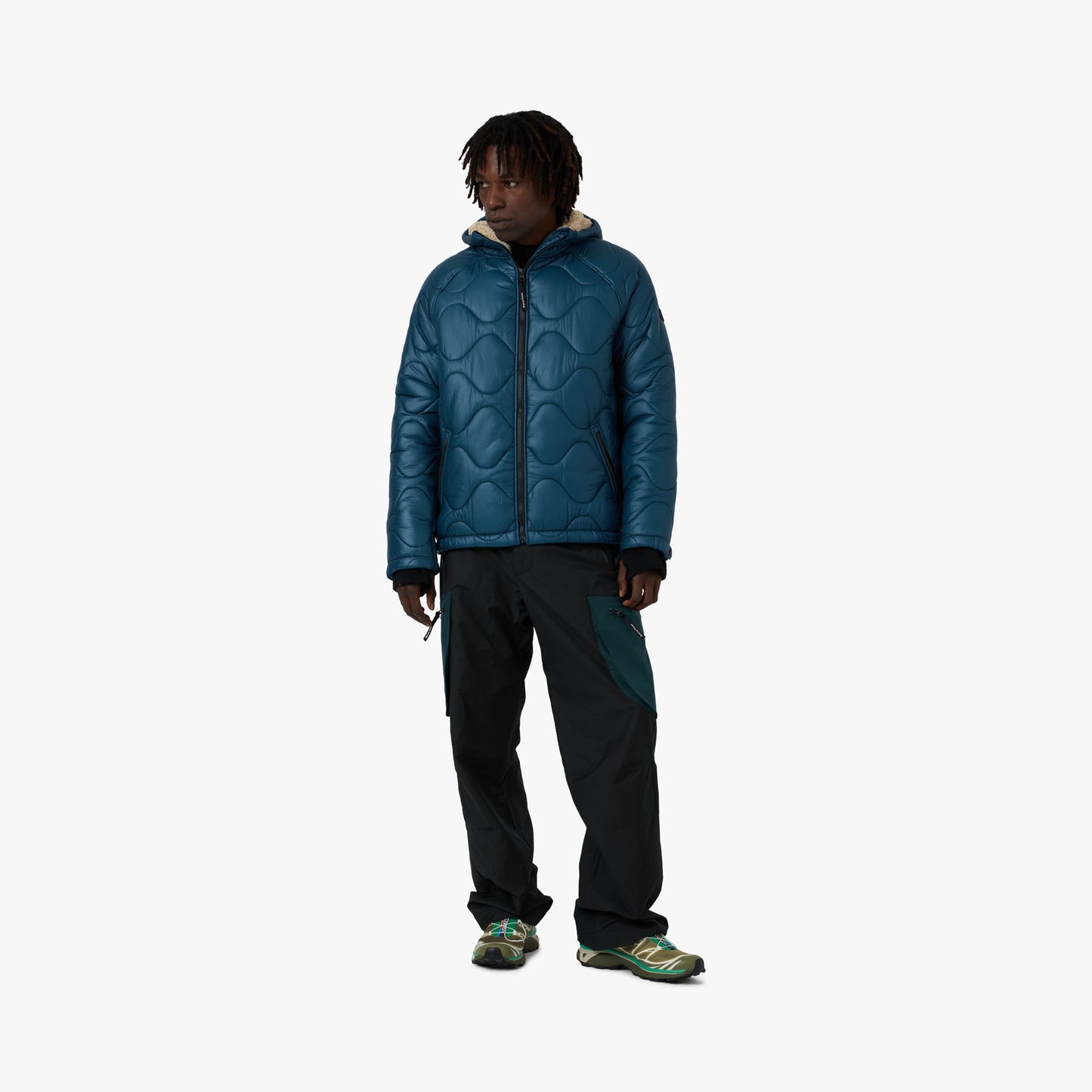 District Vision Quilted Fleece Lined Hooded Jacket / Dusk