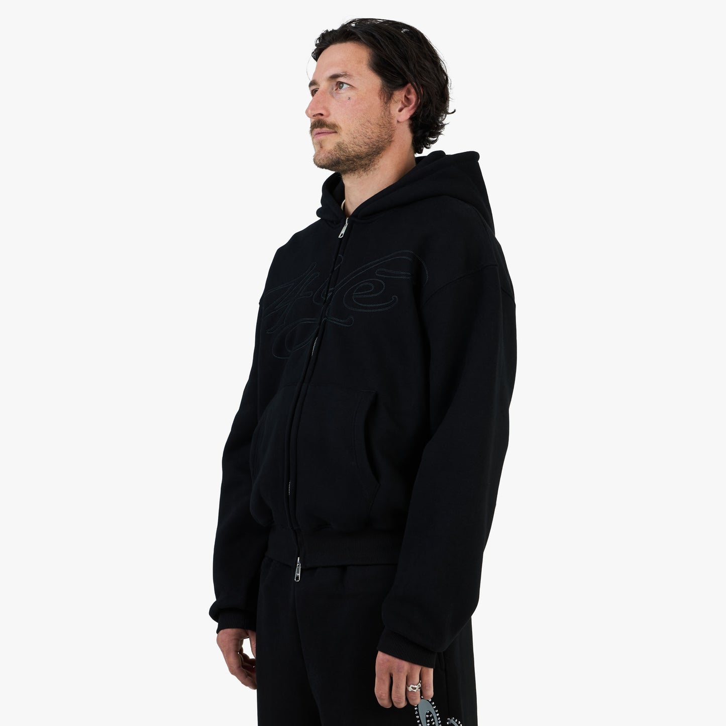 4YE Signature Zip Hoodie Black / Black