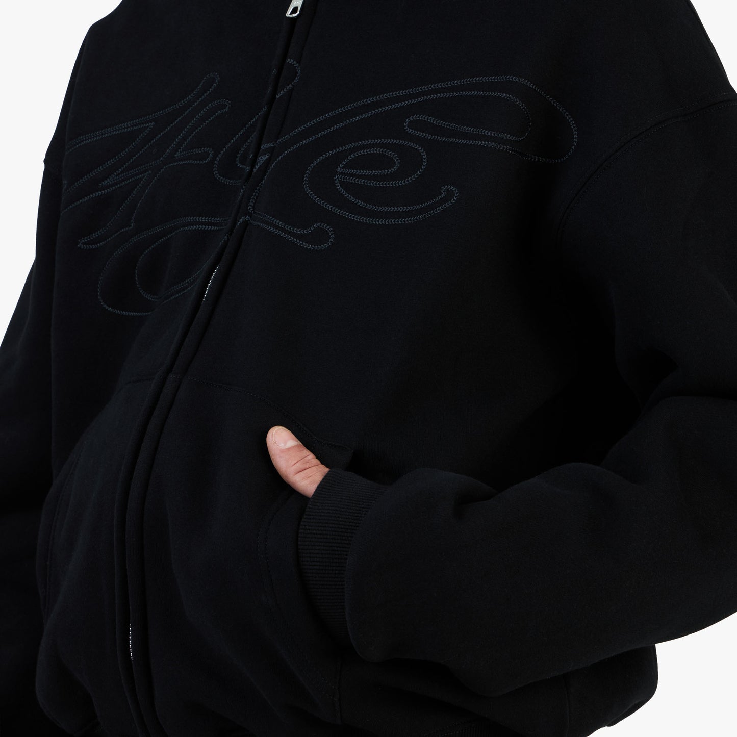4YE Signature Zip Hoodie Black / Black