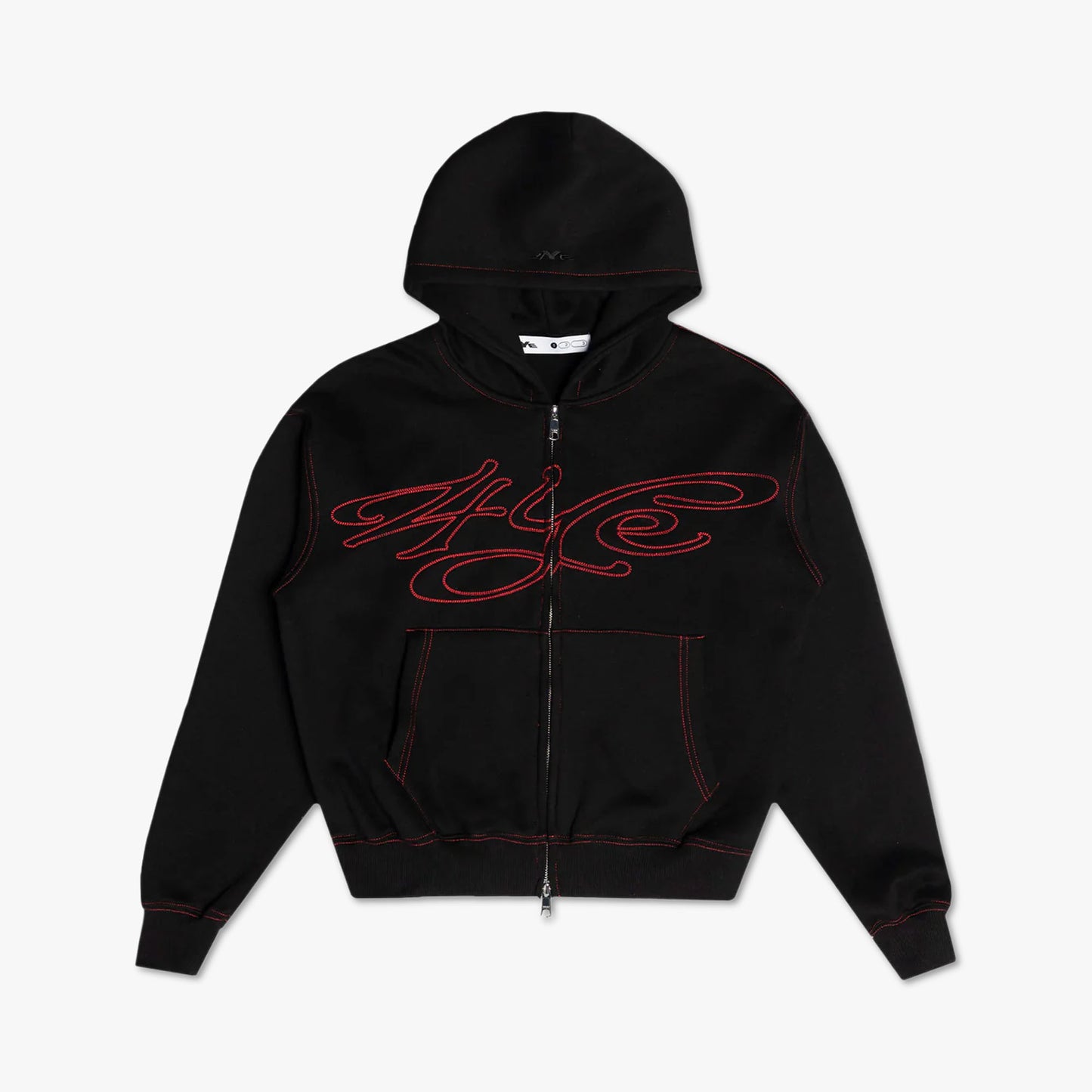 Chandail à capuchon zippé Signature 4YE Noir Forêt / Rouge