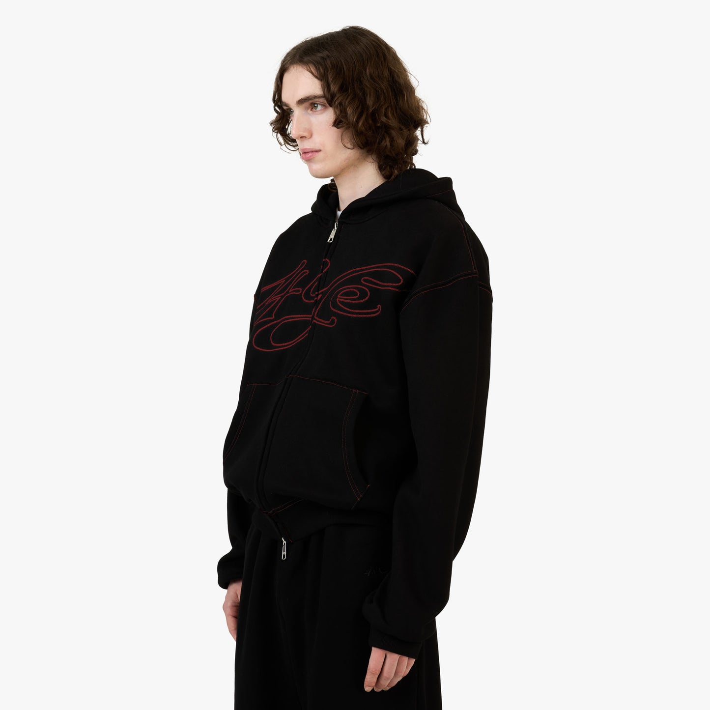 Chandail à capuchon zippé Signature 4YE Noir Forêt / Rouge