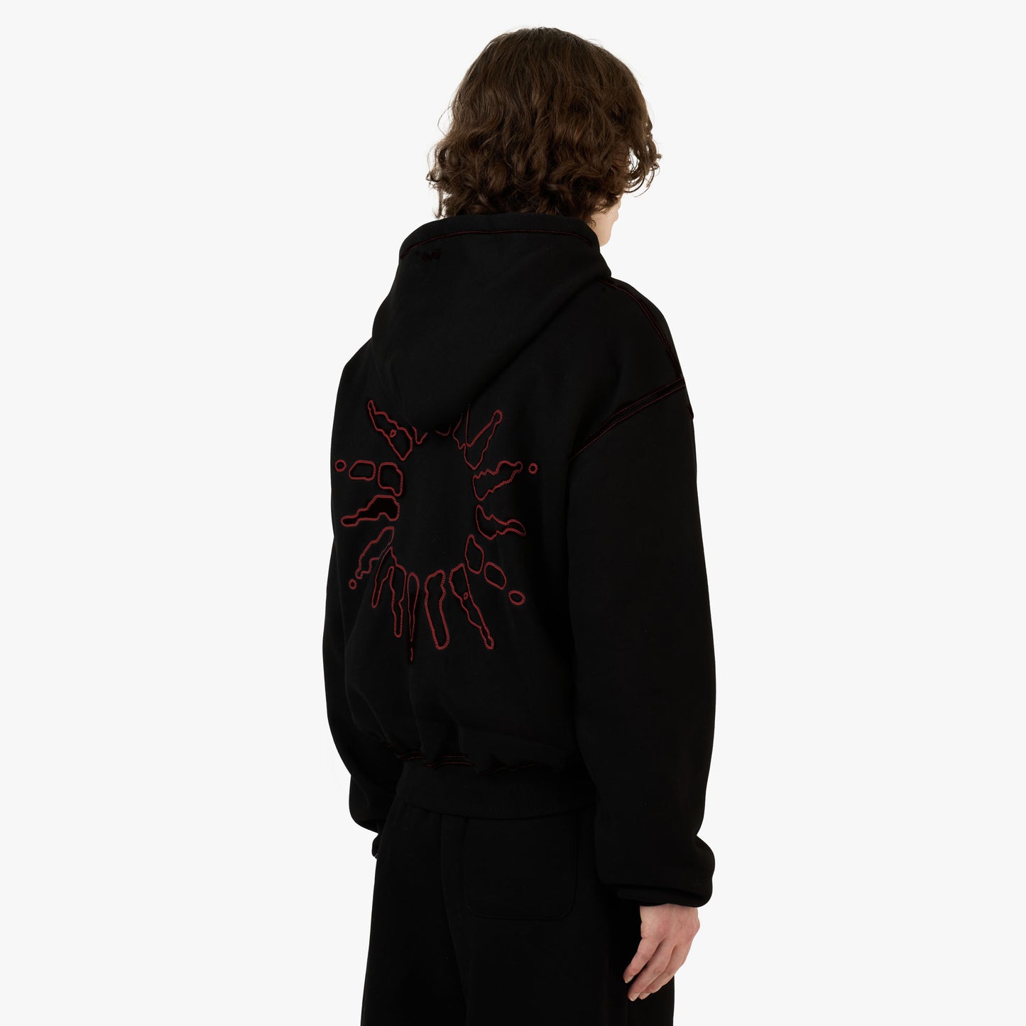 Chandail à capuchon zippé Signature 4YE Noir Forêt / Rouge