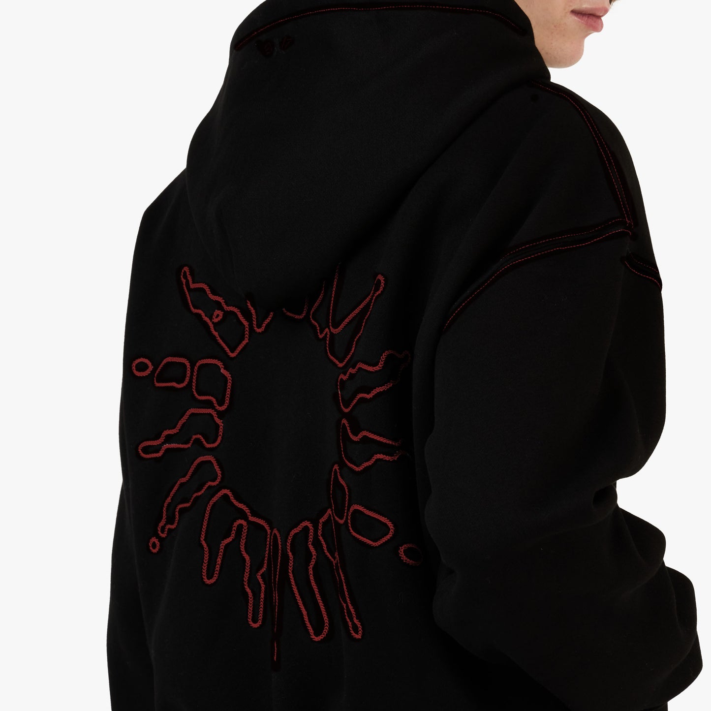 Chandail à capuchon zippé Signature 4YE Noir Forêt / Rouge
