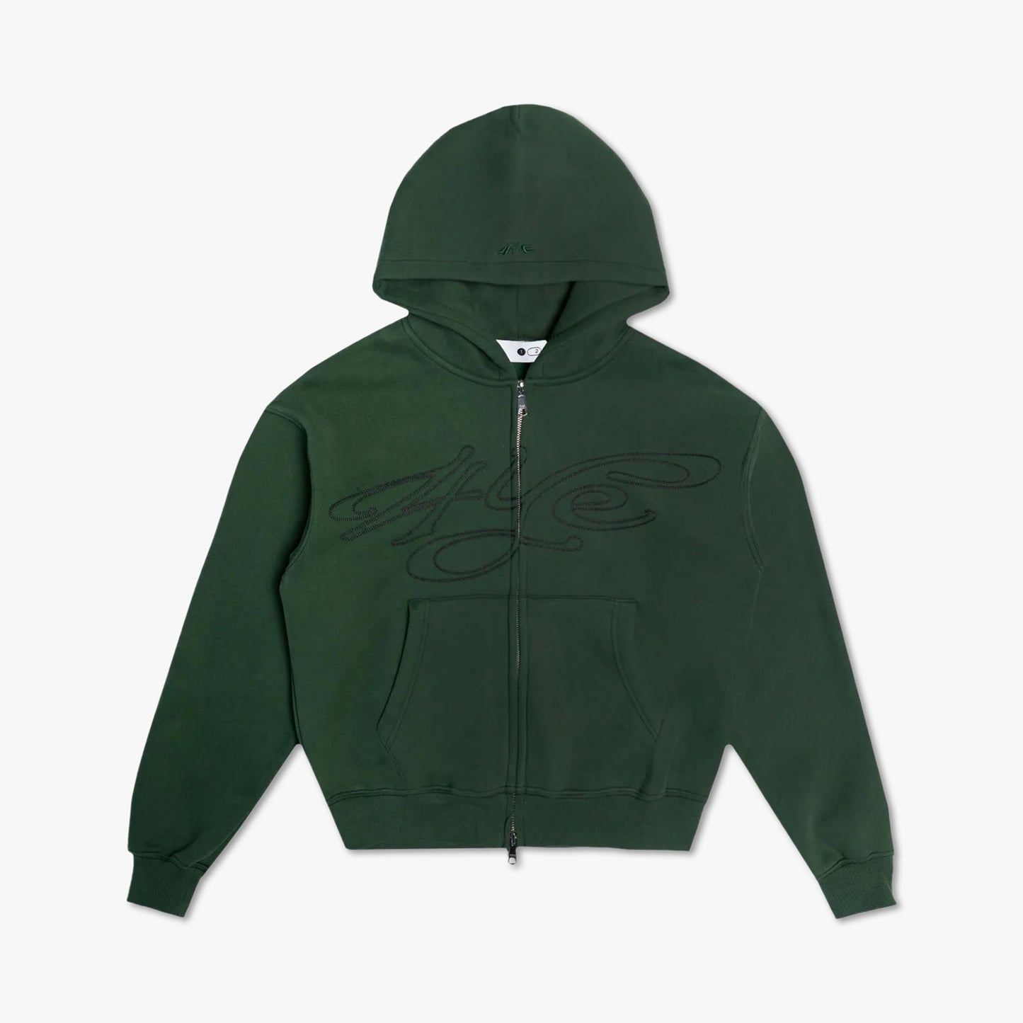 Sweat à Capuche Zippé Signature 4YE Vert Forêt / Noir