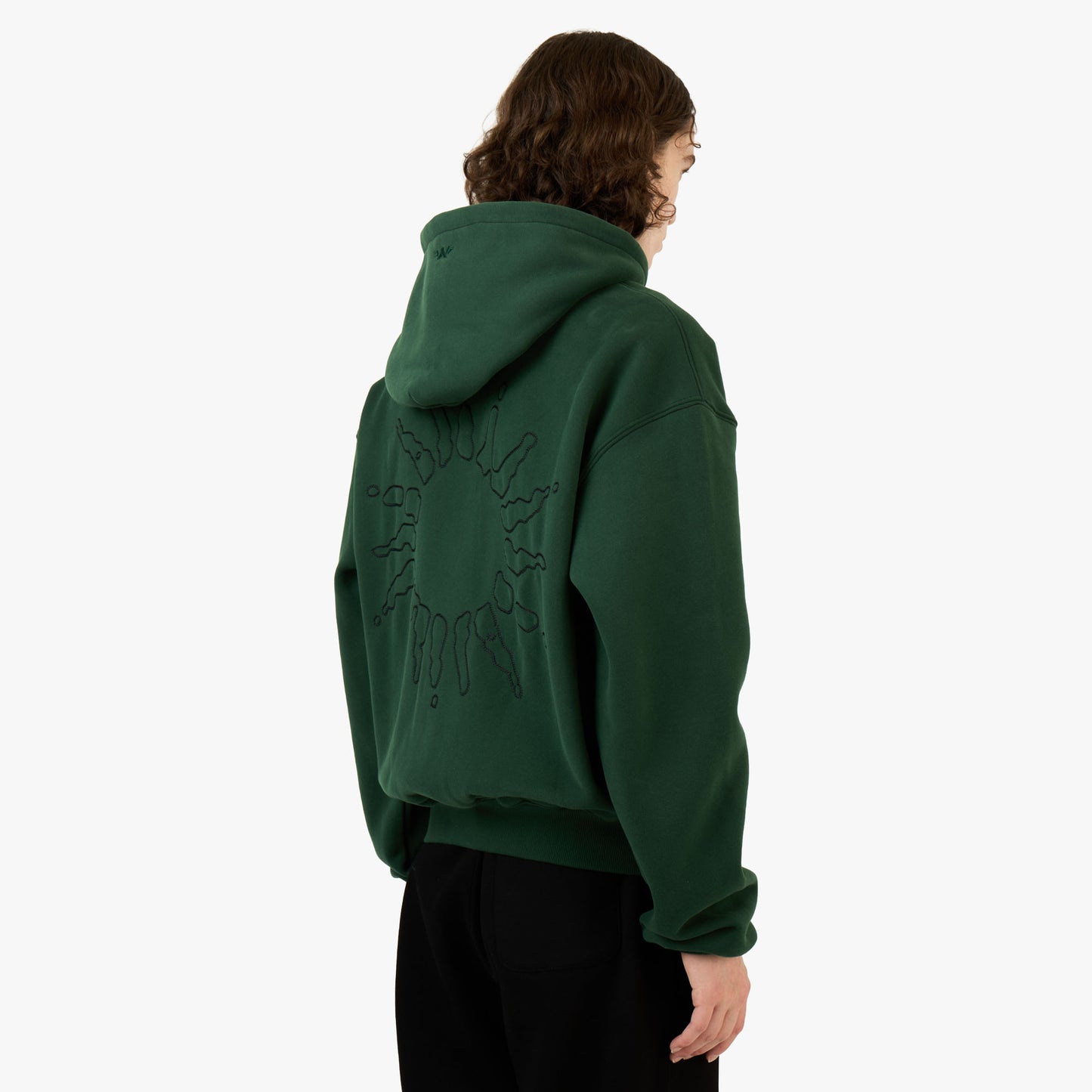 Sweat à Capuche Zippé Signature 4YE Vert Forêt / Noir