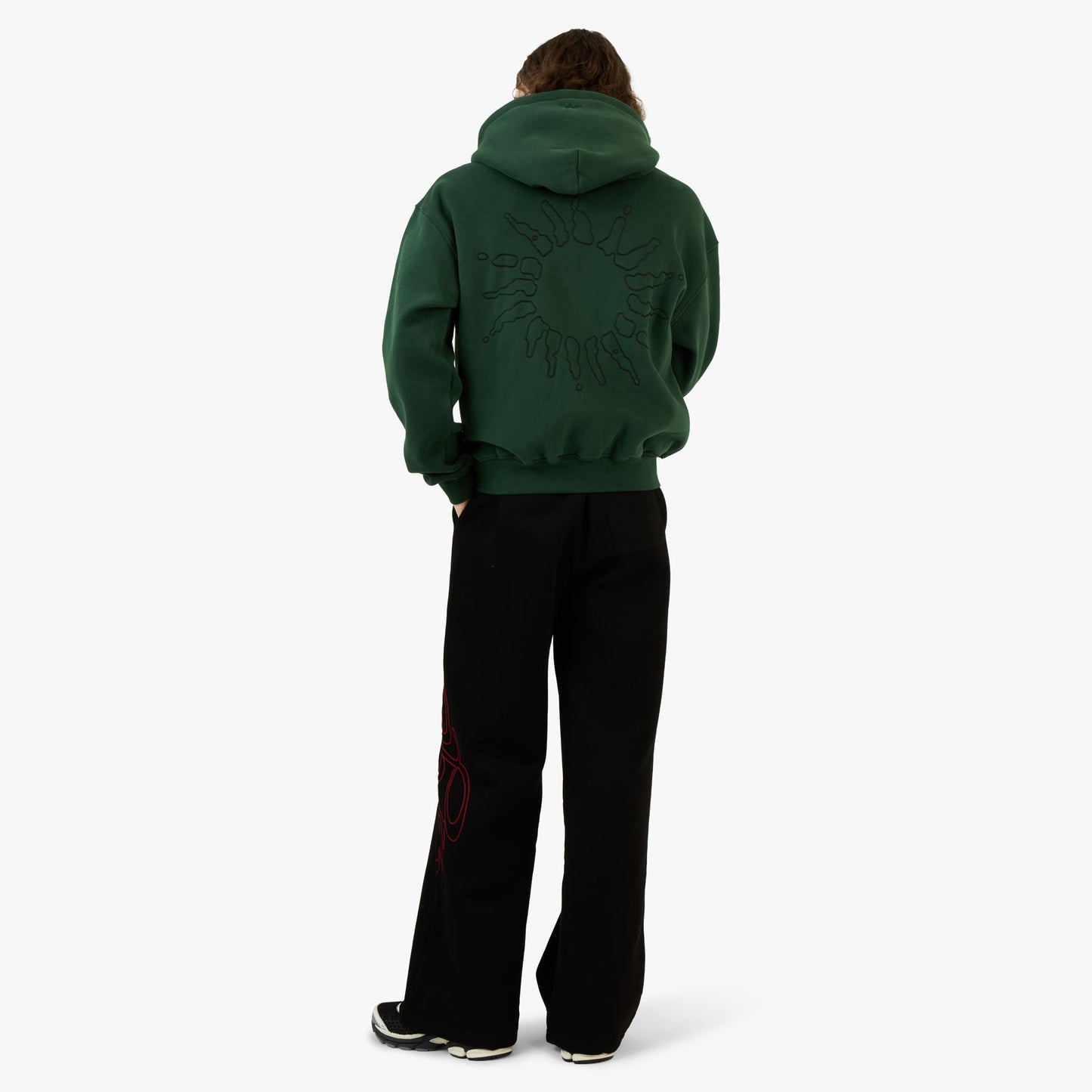 Sweat à Capuche Zippé Signature 4YE Vert Forêt / Noir