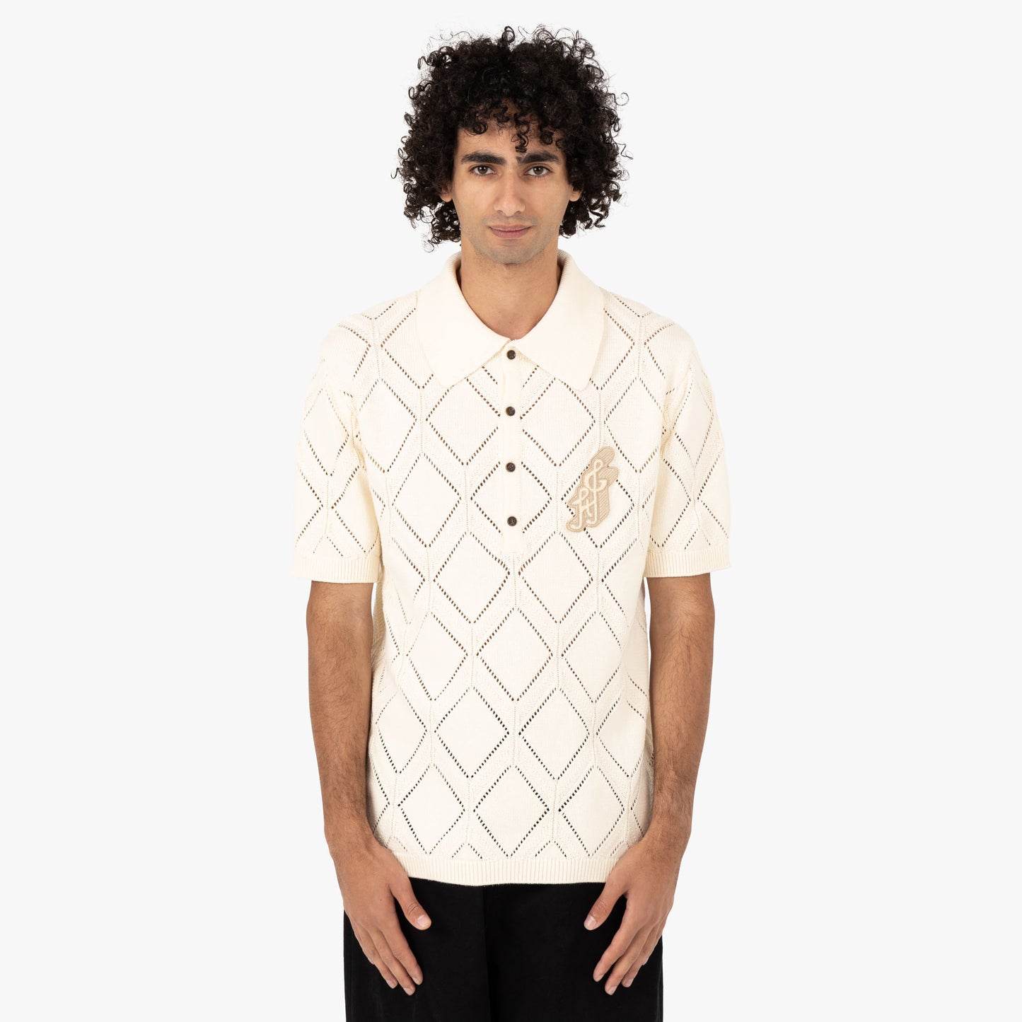 Polo Honor the Gift Diamond en maille / Crème