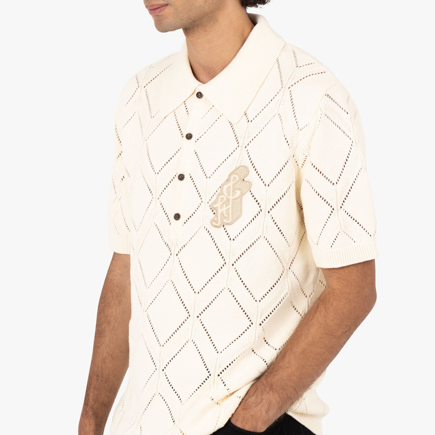 Polo Honor the Gift Diamond en maille / Crème