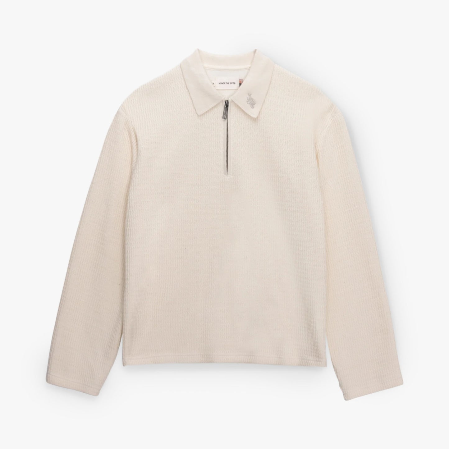 Honor The Gift Wavy Knit Longsleeve Polo / Bone