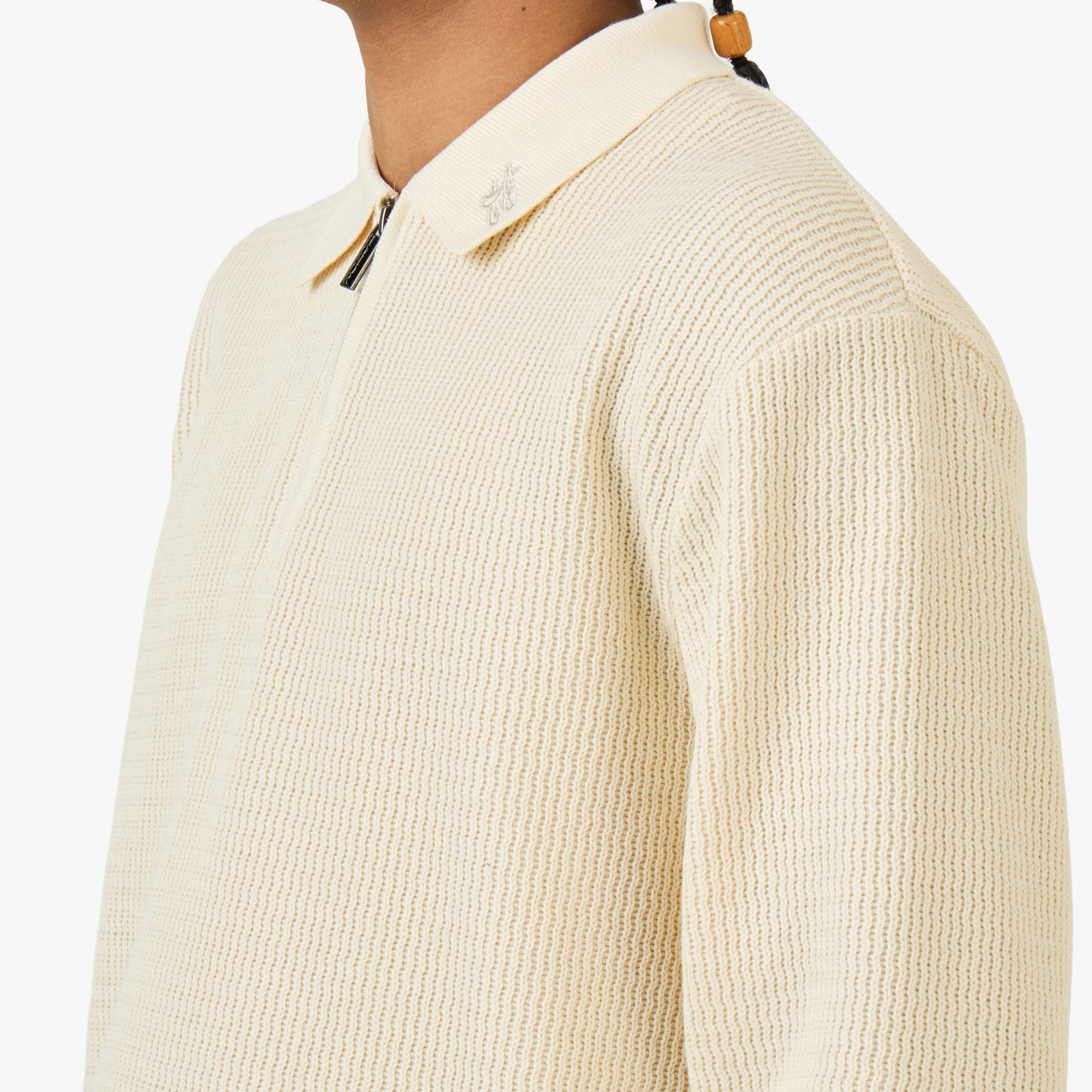 Honor The Gift Wavy Knit Longsleeve Polo / Bone