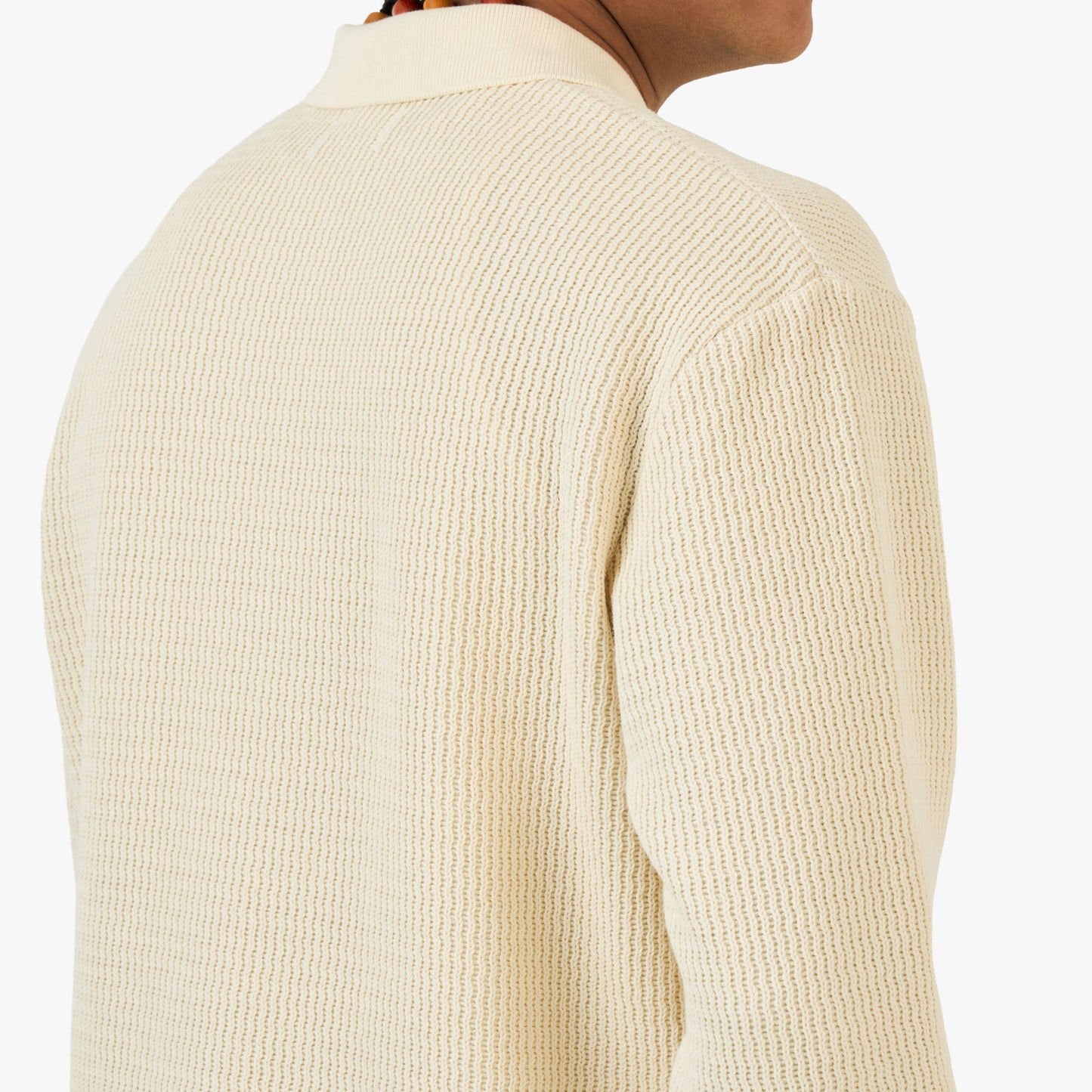 Honor The Gift Wavy Knit Longsleeve Polo / Bone