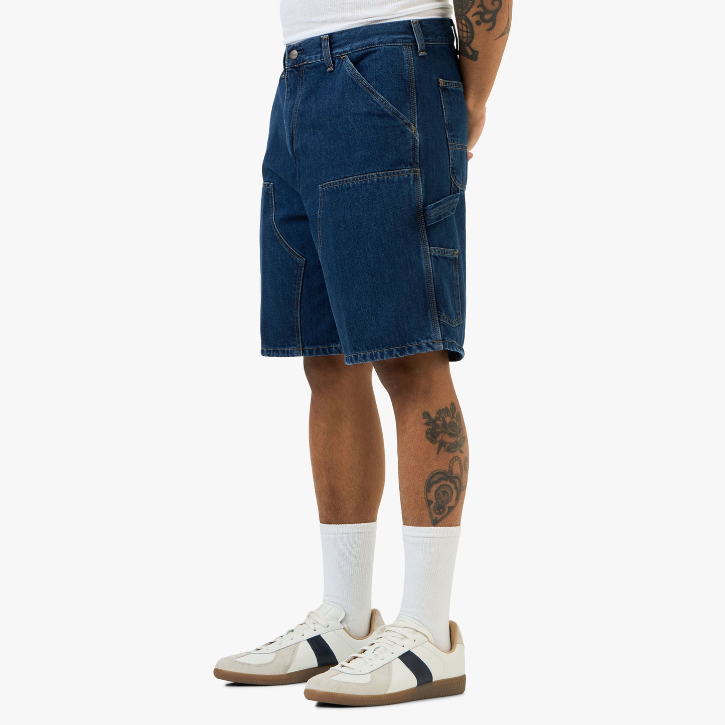 Carhartt WIP Double Knee Short Blue / Heavy Worn Bleached