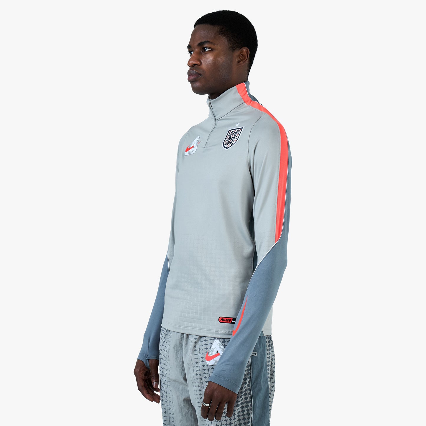 Nike x England x Palace Strike Drill Top Pewter Grey / Cool Grey - Bright Crimson