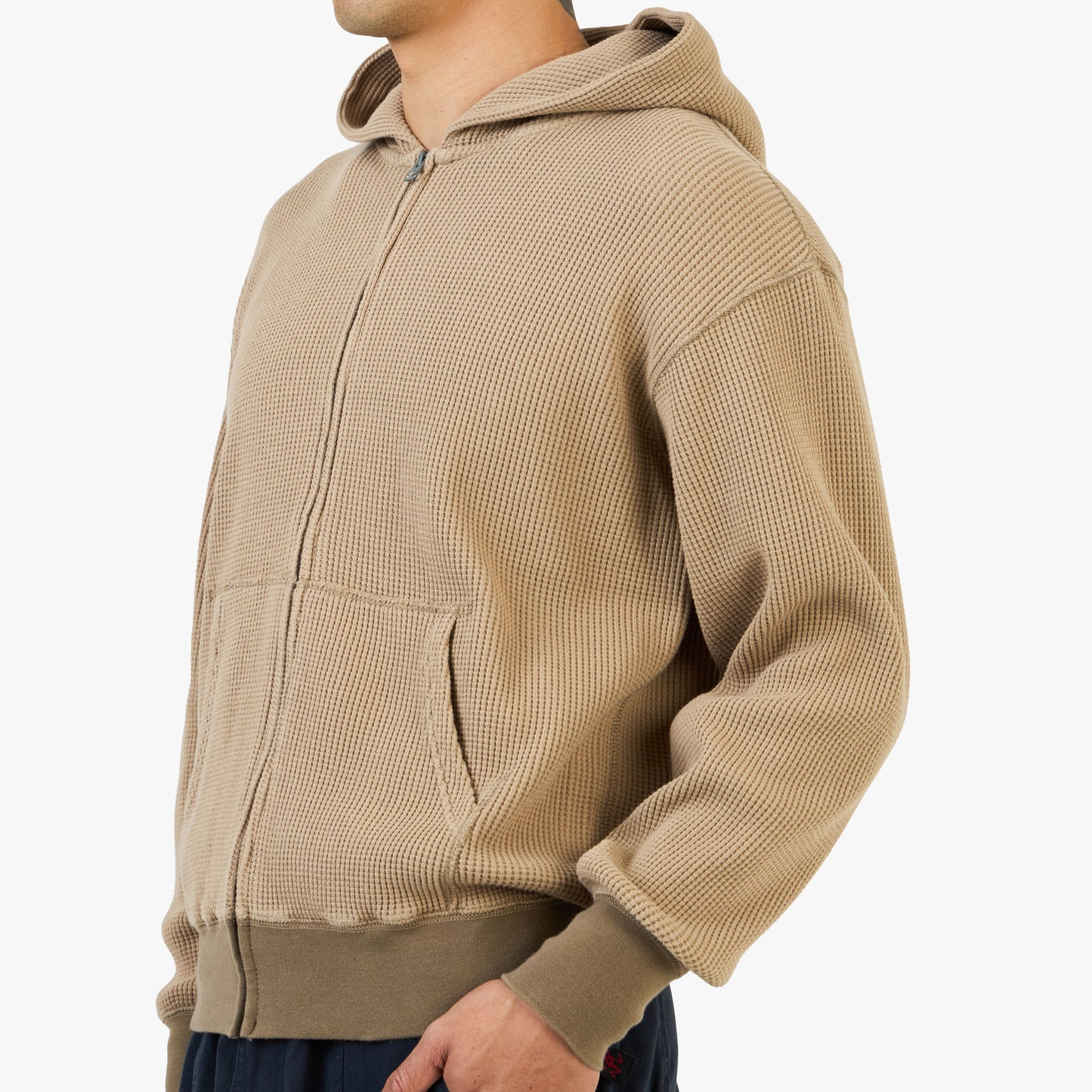 KHAKIS Waffle Full Zip Hoodie / Tan