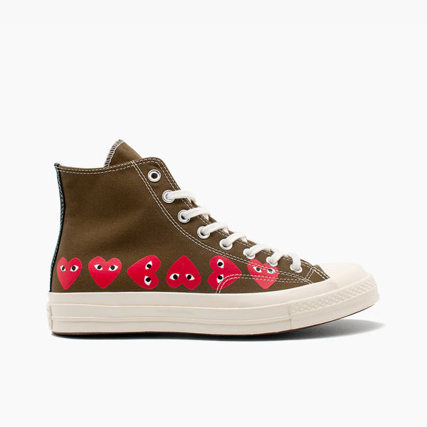 Khaki best sale cdg converse