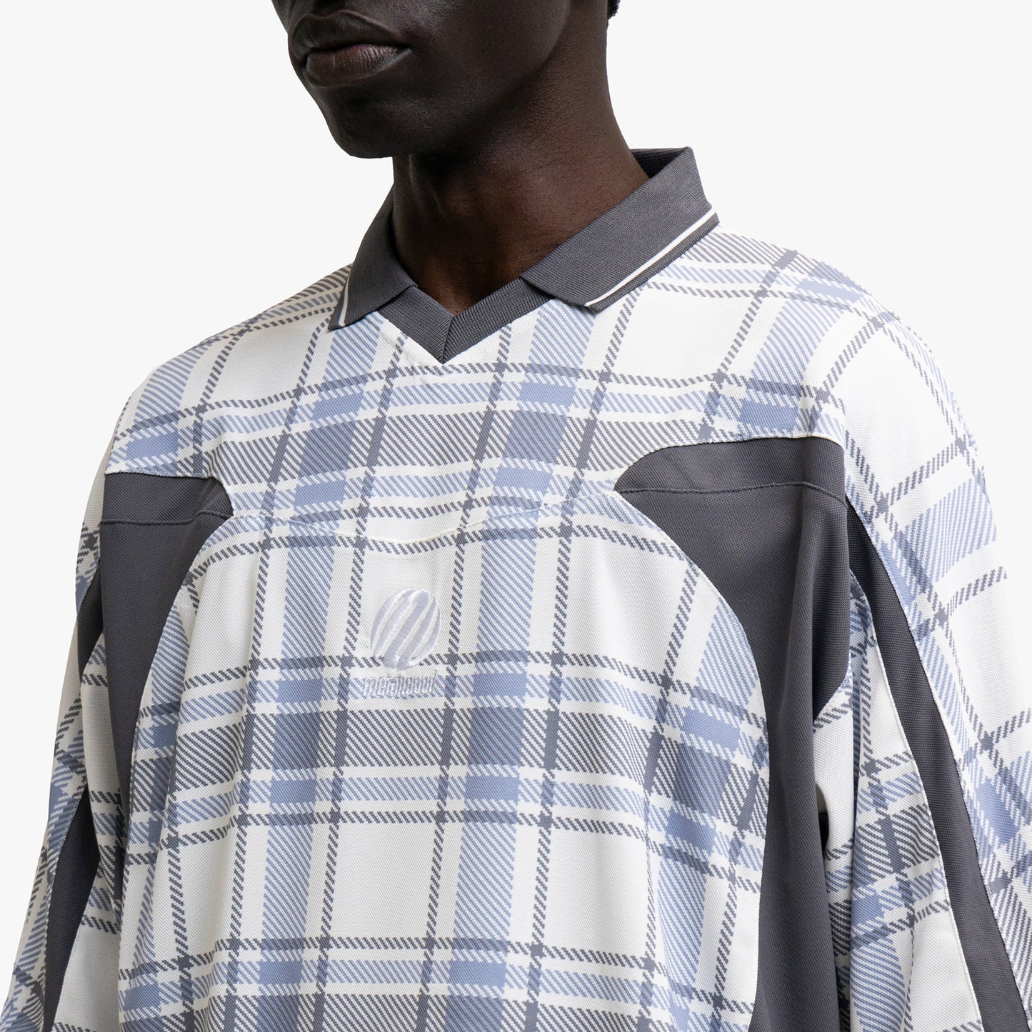 Metalwood Paneled 3/4 Sleeve Polo / Ice