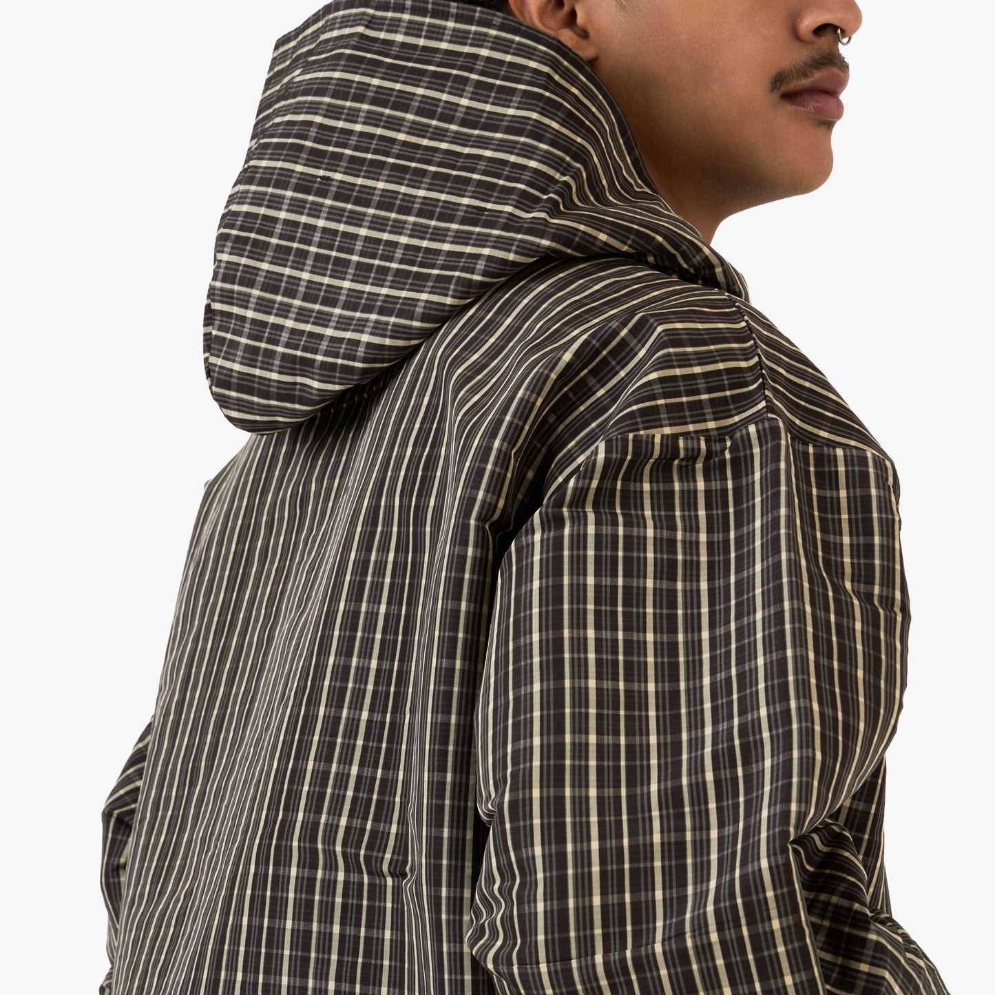Coupe-vent à carreaux Umbro avec cagoule Beige / Marron foncé