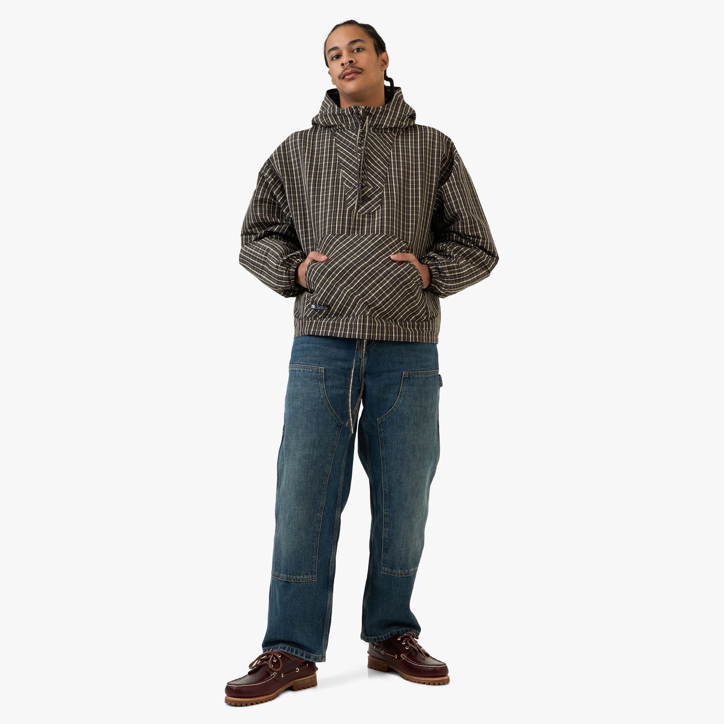 Coupe-vent à carreaux Umbro avec cagoule Beige / Marron foncé