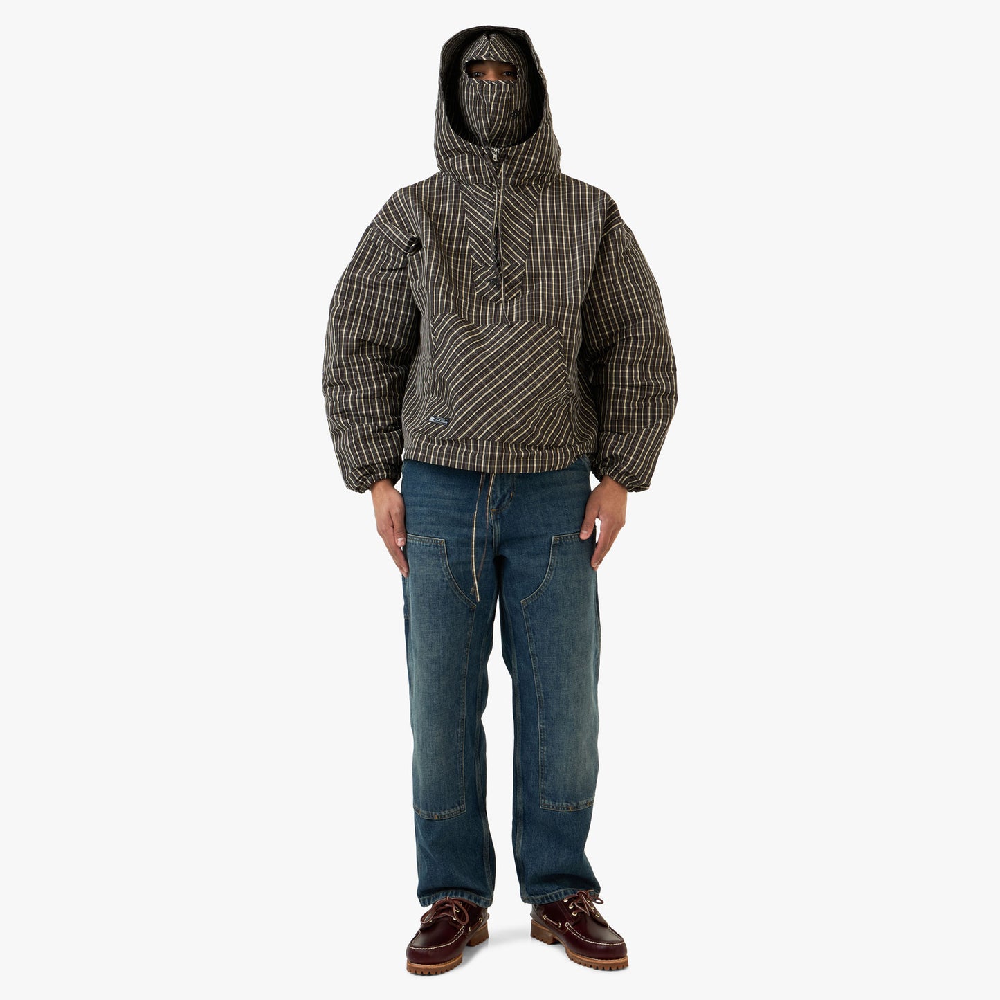 Coupe-vent à carreaux Umbro avec cagoule Beige / Marron foncé
