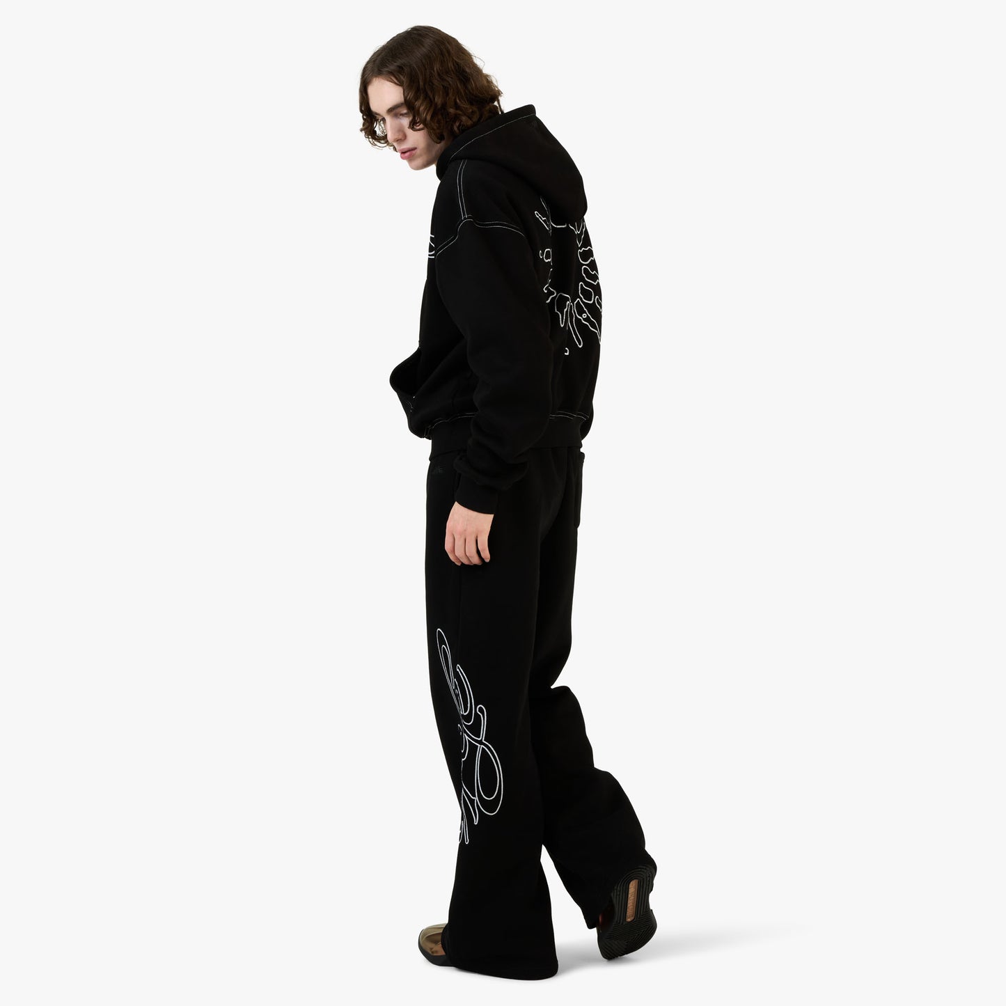 4YE Signature Zip Wide Pant Black/White
