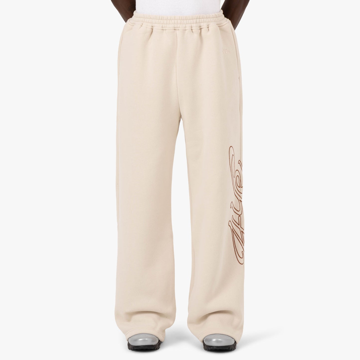 4YE Signature Pantalon à jambes larges Os / Brun