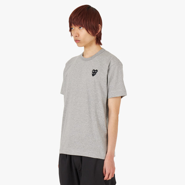 COMME des GARÇONS PLAY Double Black Heart T-shirt / Grey