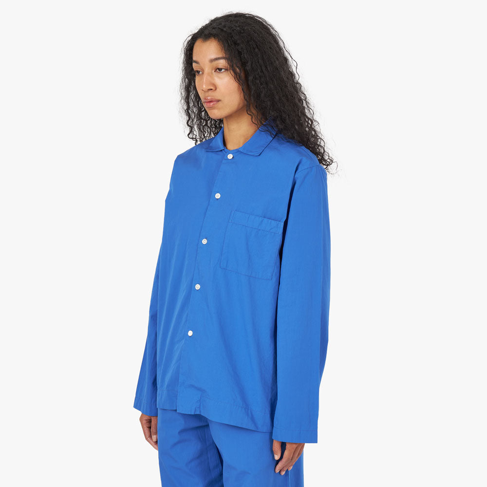 Tekla Popeline Chemise à manches longues / Bleu Royal