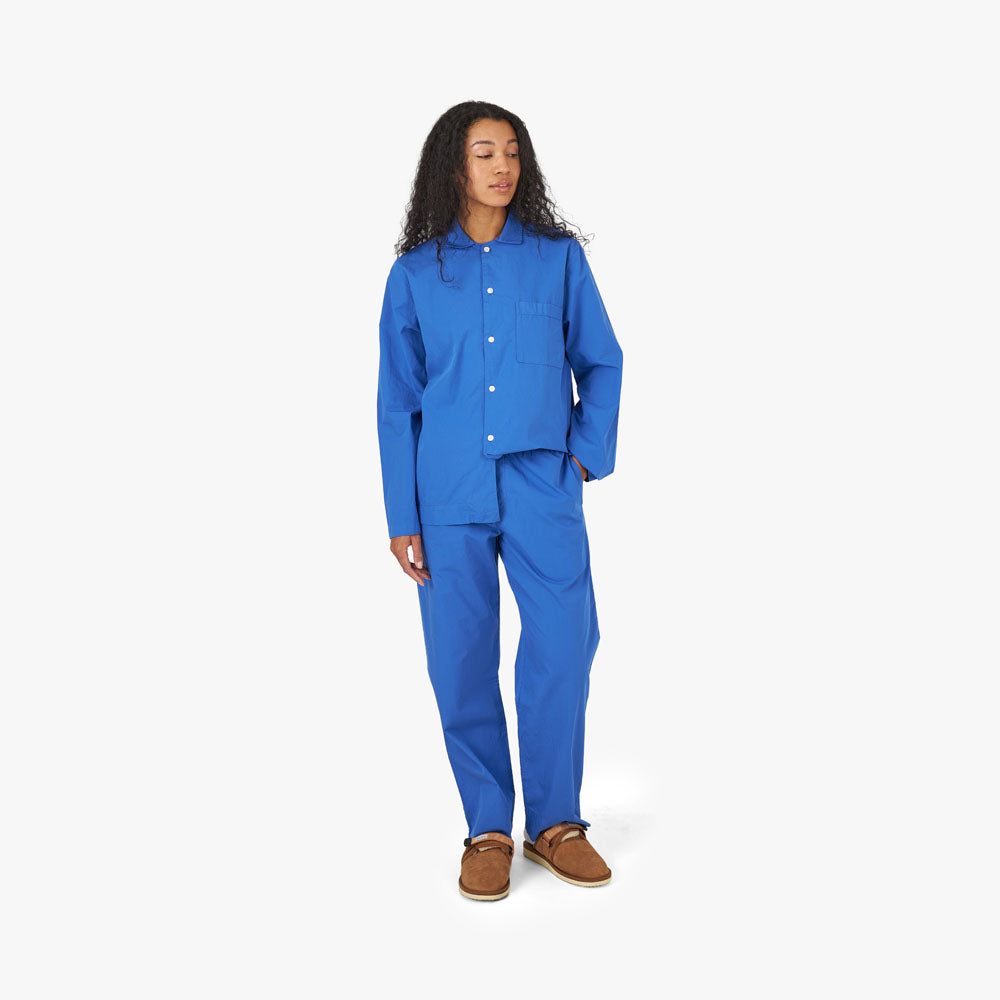 Tekla Popeline Chemise à manches longues / Bleu Royal