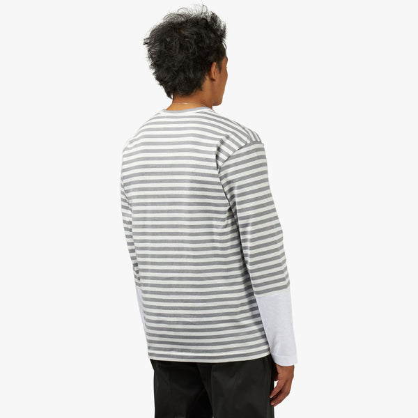 COMME des GARCONS PLAY Small Red Heart Striped White 