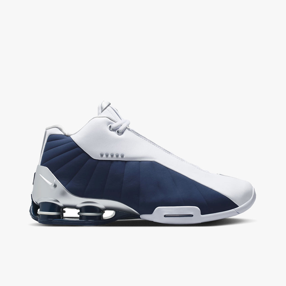 Nike Shox BB4 Blanc / Bleu marine nuit - Argent métallique