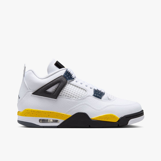 Jordan 4 Retro White / Tour Yellow - Dark Blue Grey