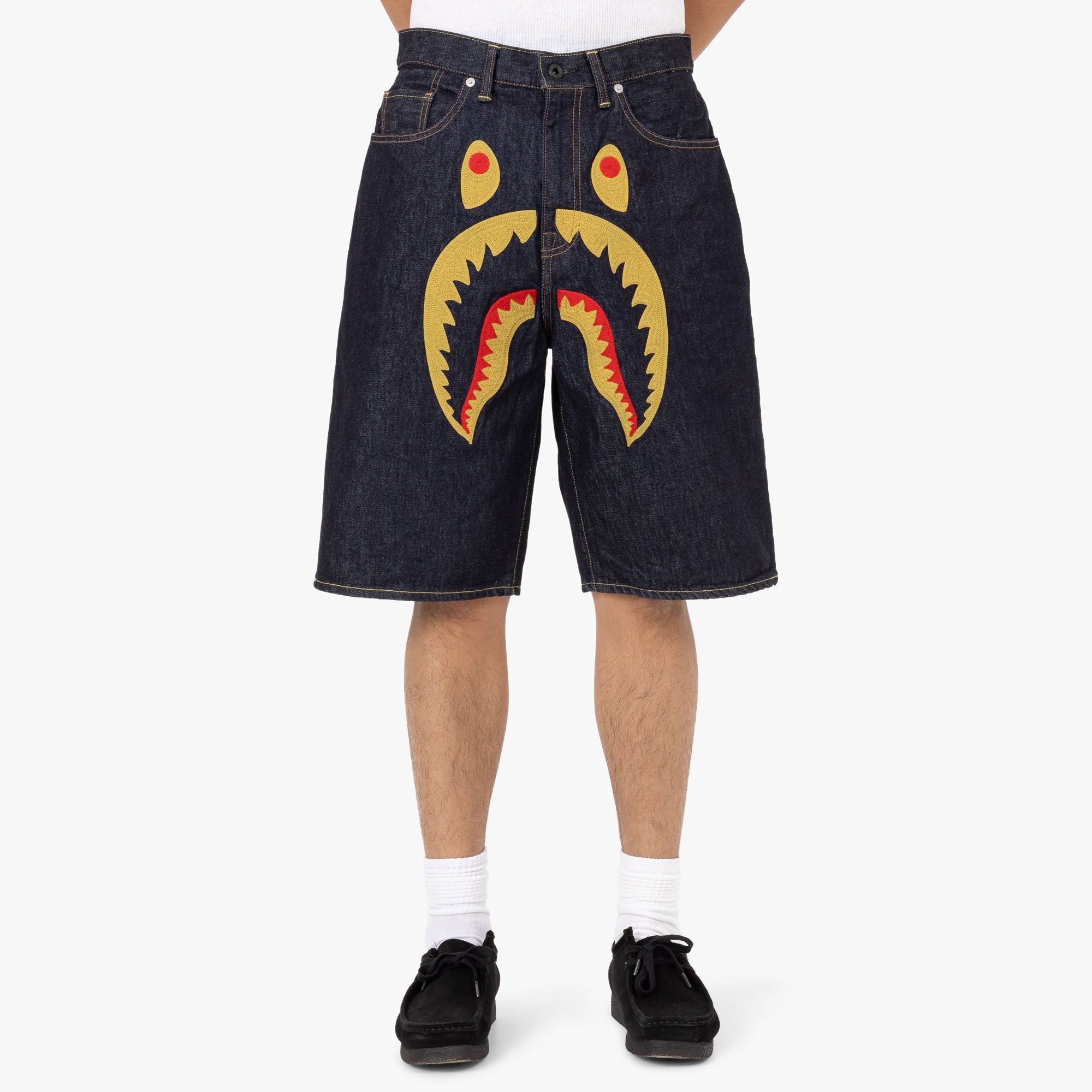 Bape Shark Denim Shorts Indigo Livestock