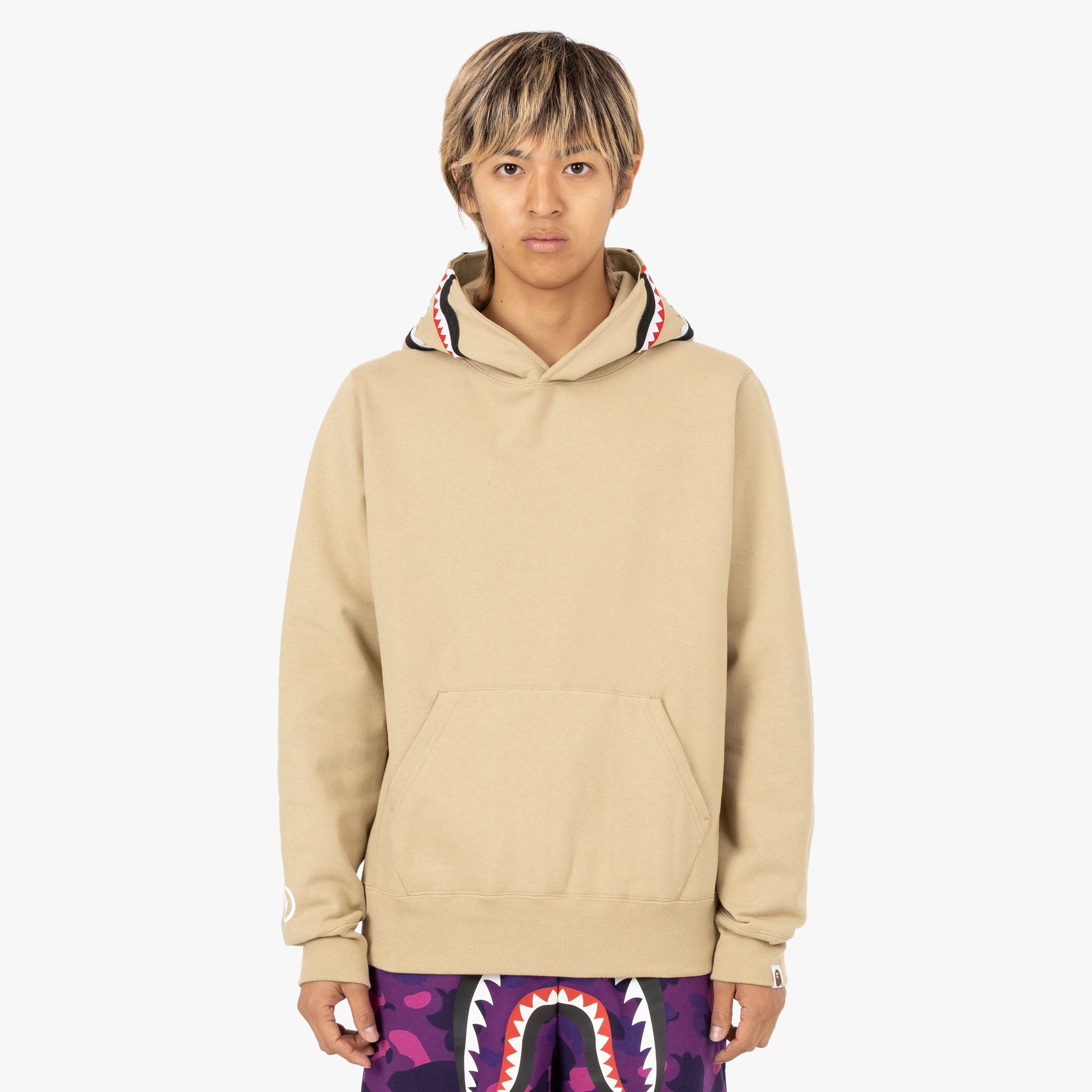 BAPE Shark Pullover Hoodie Beige Livestock