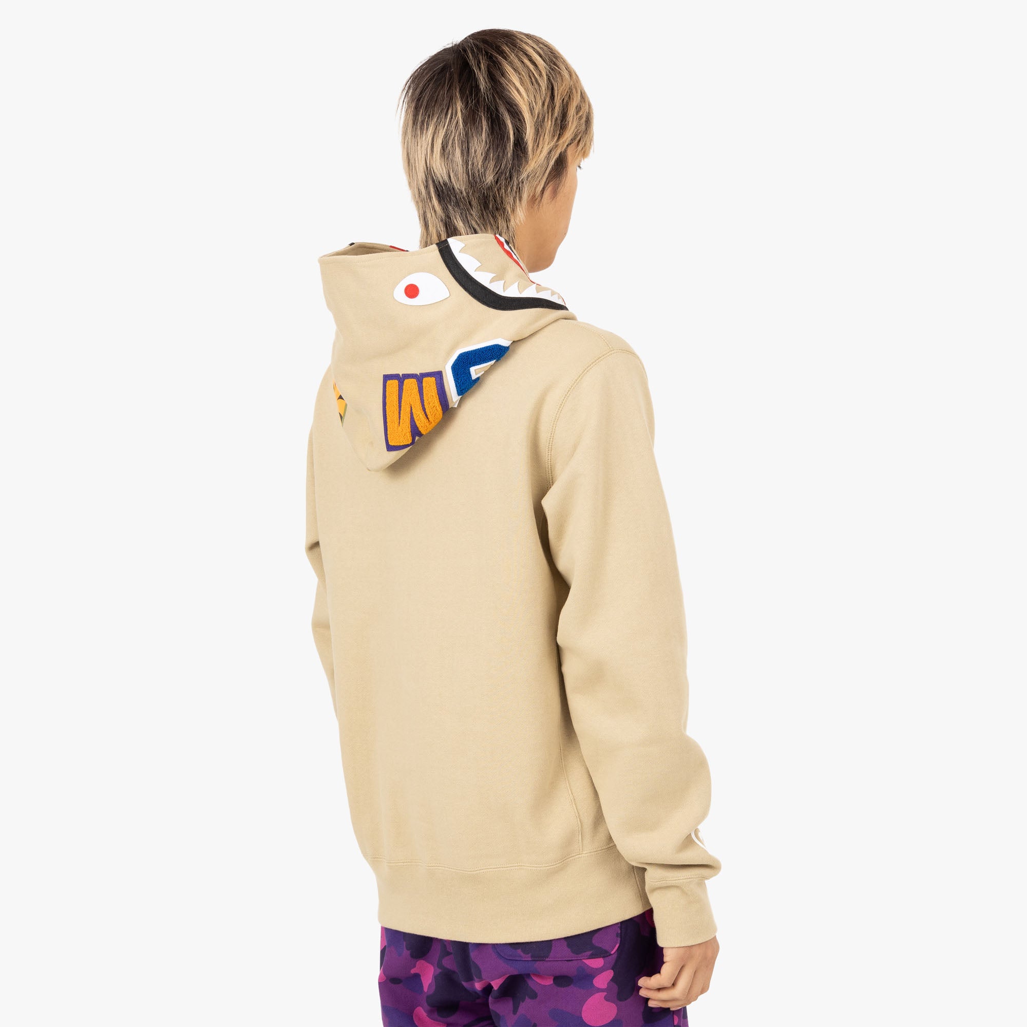 BAPE Shark Pullover Hoodie Beige Livestock