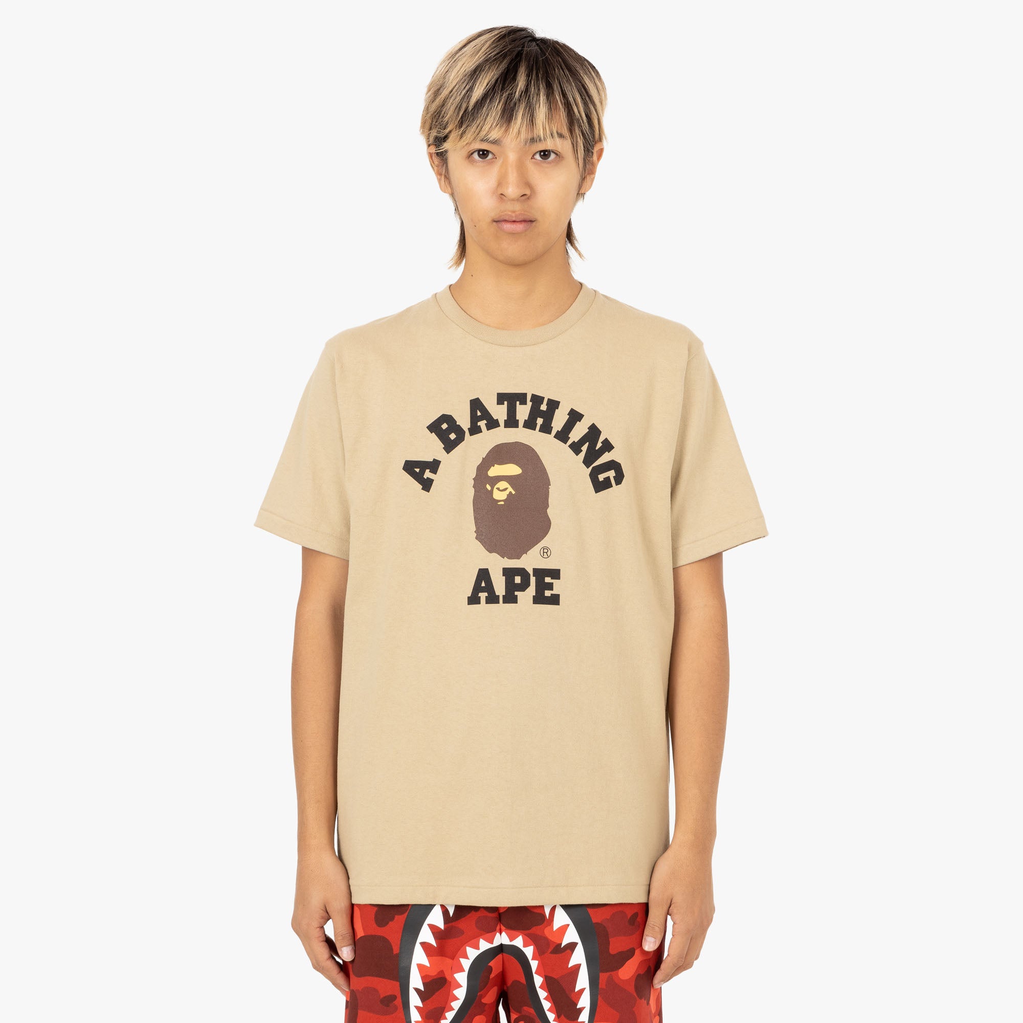 BAPE College T shirt Beige