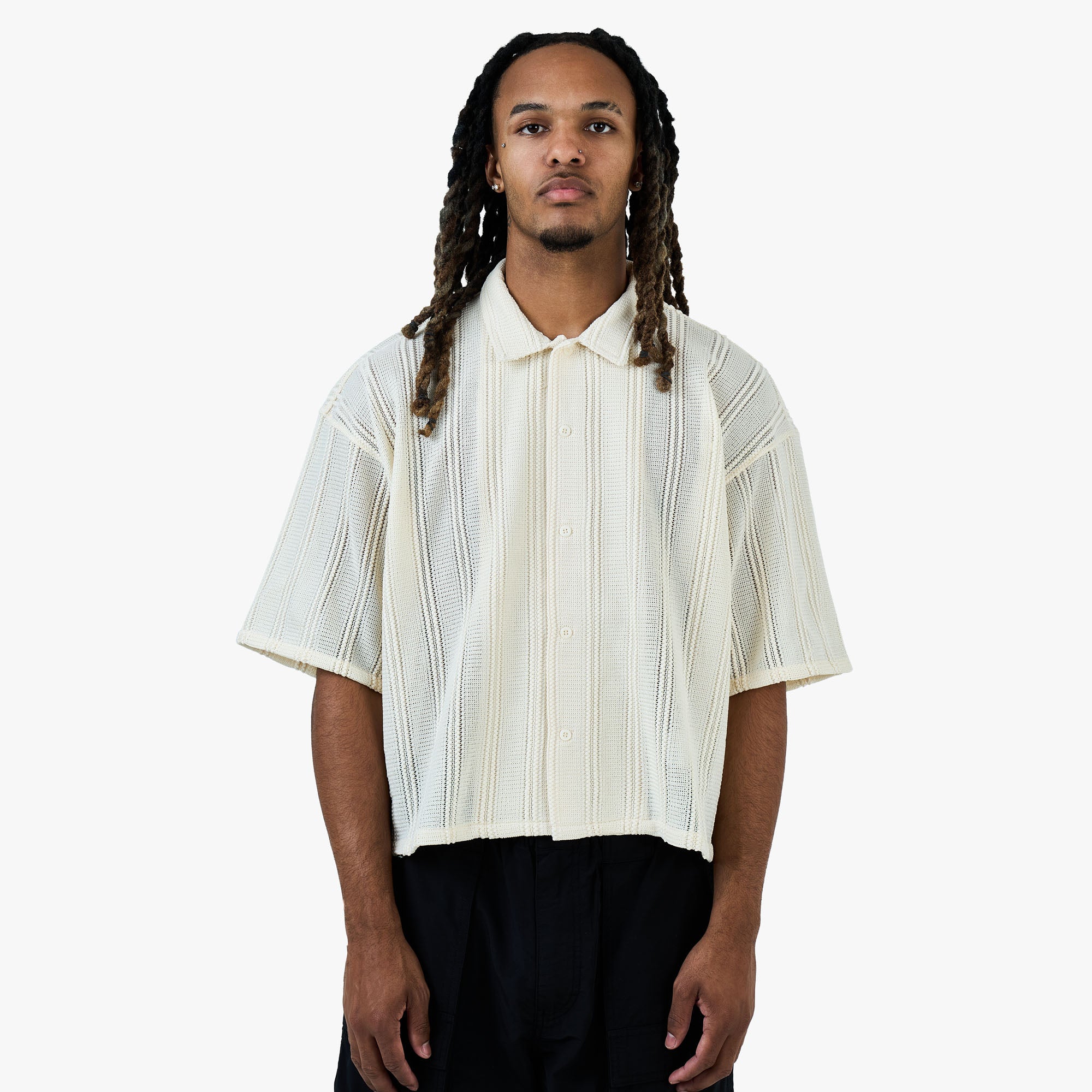 未開封 C.E BLEACHED CORD OPEN SHIRT XL BEAMS Mesh Open Collar Shirt / Off White | Livestock