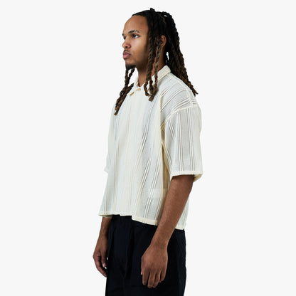 BEAMS Mesh Open Collar Shirt / Off White