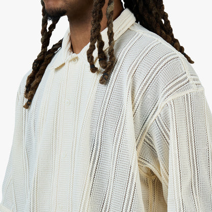 BEAMS Mesh Open Collar Shirt / Off White