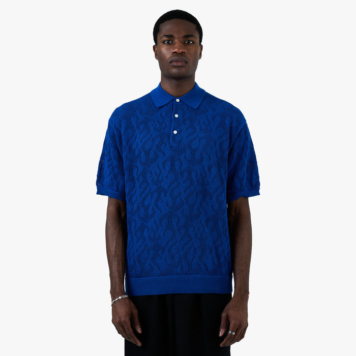 BEAMS 12 Gauge Mesh Polo Shirt / Royal Blue 1