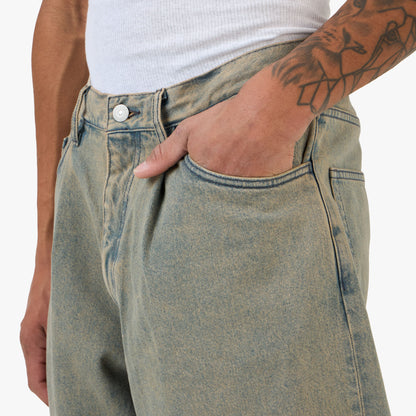 BEAMS Wide Tapered Denim / Pink Used
