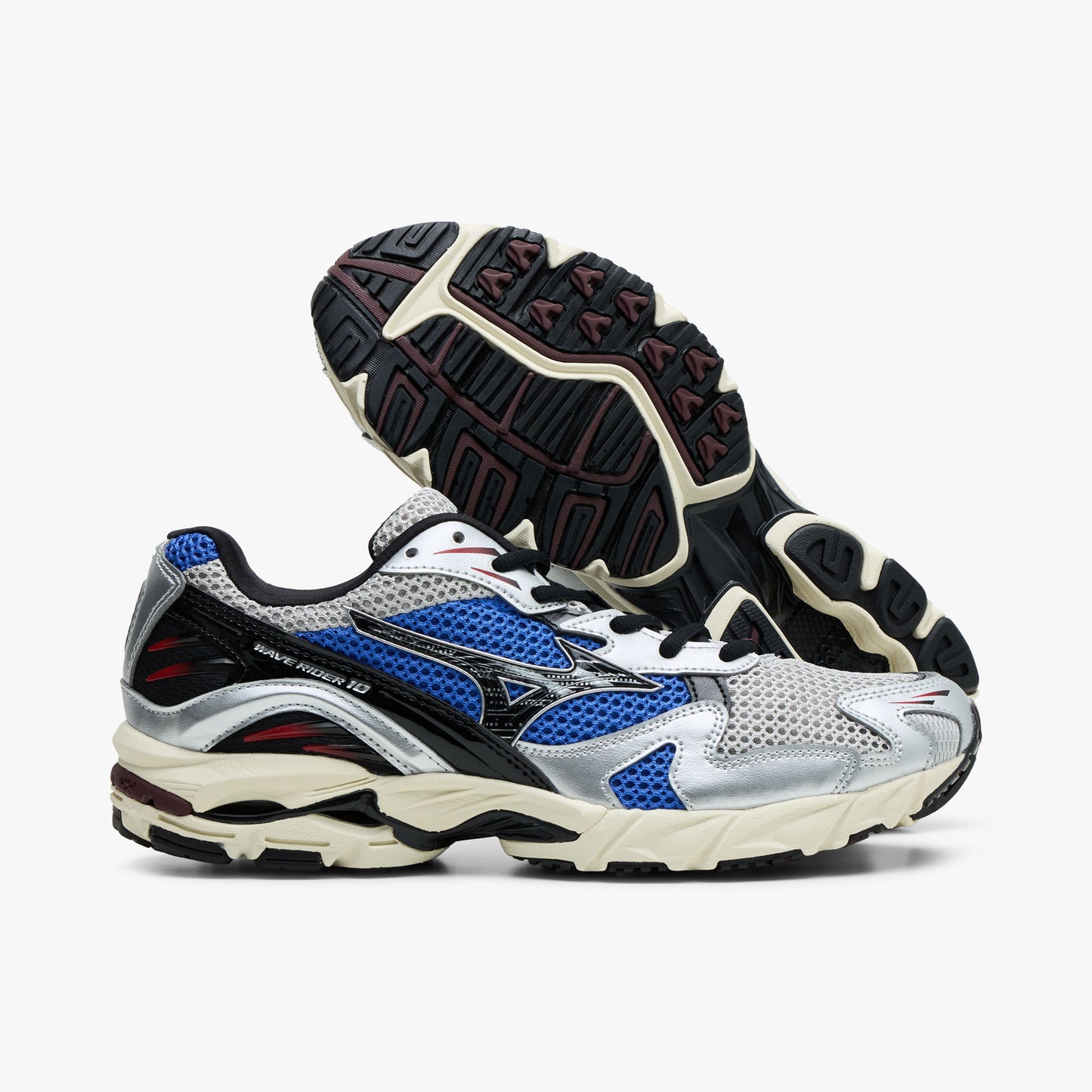 Mizuno Wave Rider 10 Sport Harbor Mist / Noir - Bleu Éclatant