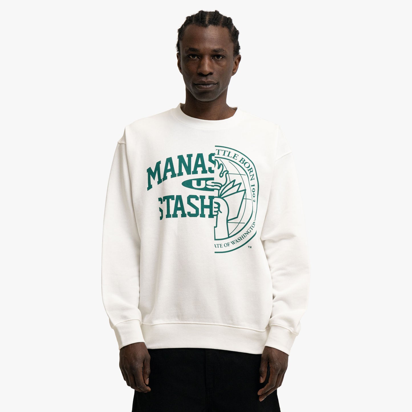Manastash Collegiate Crewneck Blanc