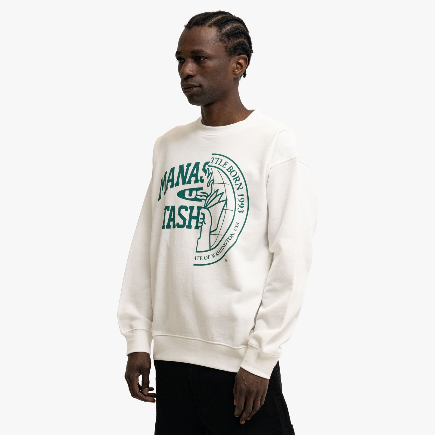 Manastash Collegiate Crewneck Blanc